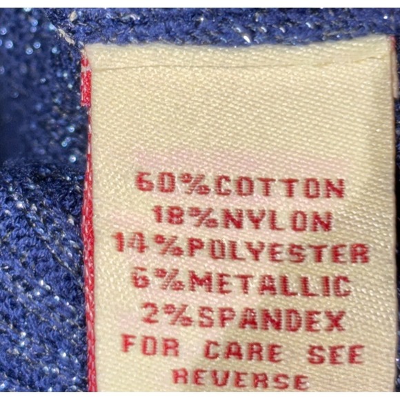 Reba Sweater Women's L Glitter Holiday Blue Party Metallic Ribbed Jewel Swiftie - Picture 9 of 9